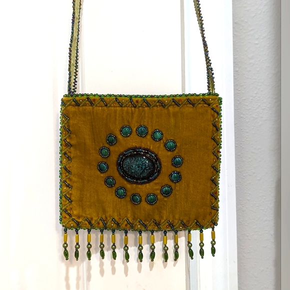 Handbags - Boho peacock beaded fringed crossbody purse